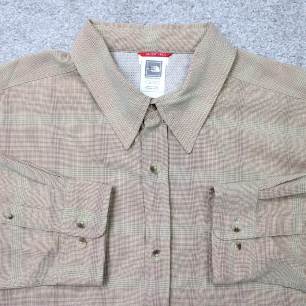 The North Face Shirt Mens XL Beige Modal/Polyester Long‎ Sleeve Button Hiking